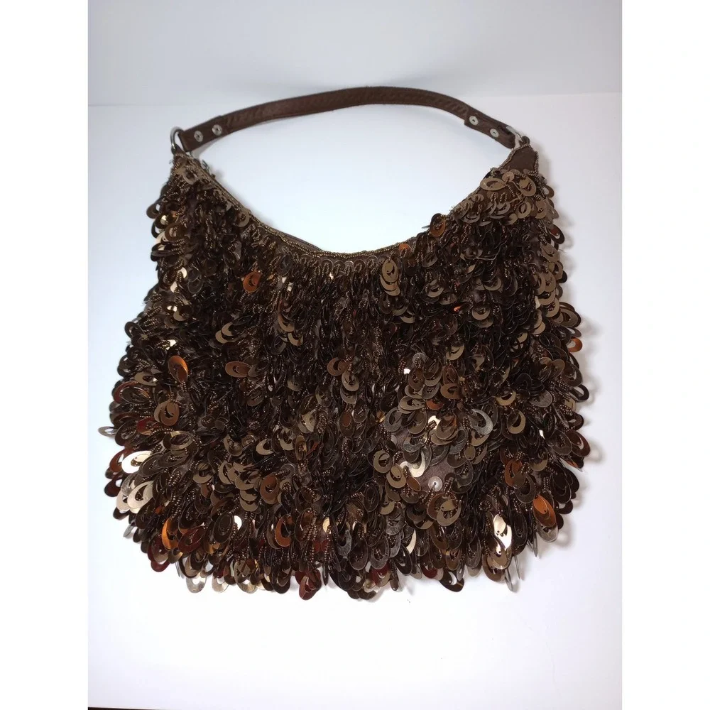 VINTAGE Fashion Posh Handbag Sequined Bronze Color GOGO Bling Glam *READ*
